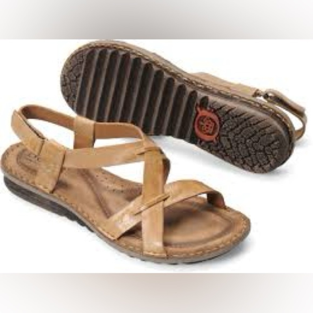 Born Rainey Strappy Sandals tan leather women’s size 10/42 casual boho cottage